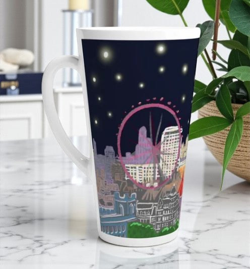 London Under the Stars Latte Mug - 17oz / 500ml Starry Night Skyline Design