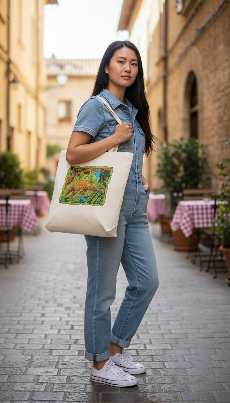 Pangolin Tote Bag - natural colour | Eco-Friendly Cotton Bag | Endangered Animals Collection