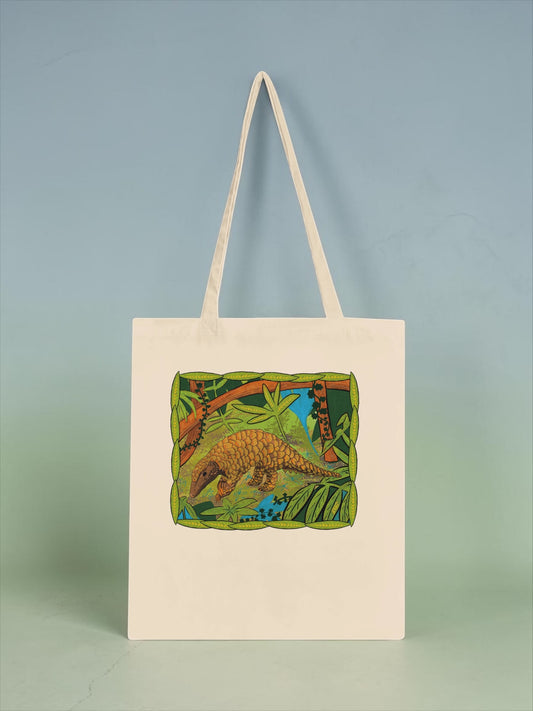 Pangolin Tote Bag - natural colour | Eco-Friendly Cotton Bag | Endangered Animals Collection