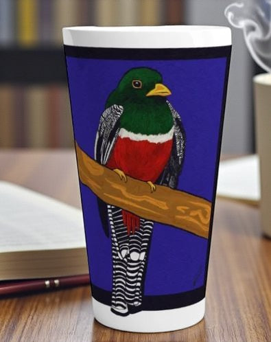 Collared Trogon Latte Mug – 17oz / 500ml Ceramic Mug | Tropical Bird Coffee Mug Gift