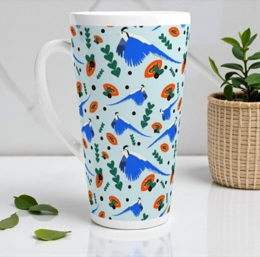White-Throated Magpie Latte Mug 17oz / 500ml – Bird Lover Ceramic Coffee Cup